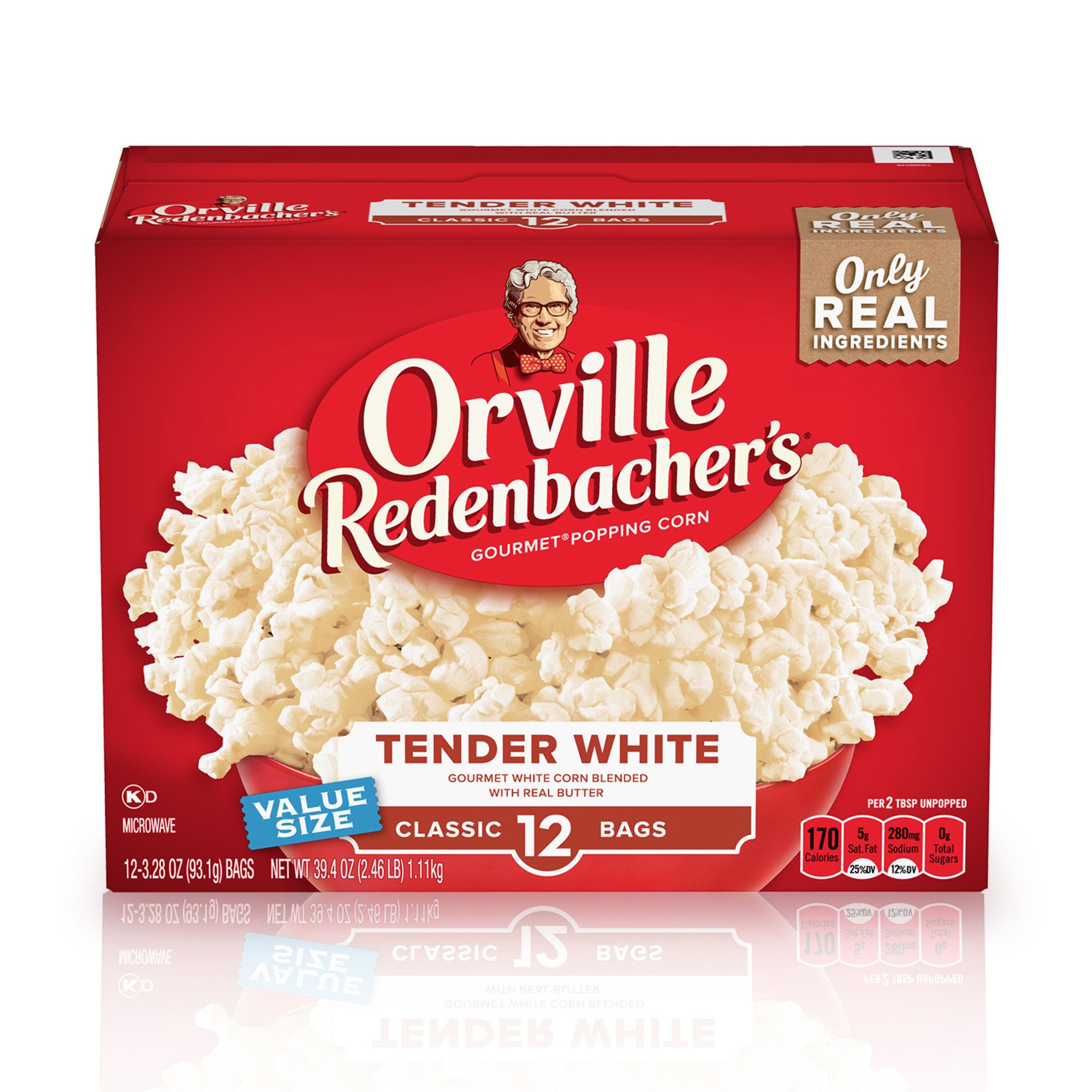 Orville Redenbacherâ€™s Tender White Popcorn, Microwave Popcorn, 12 Count
