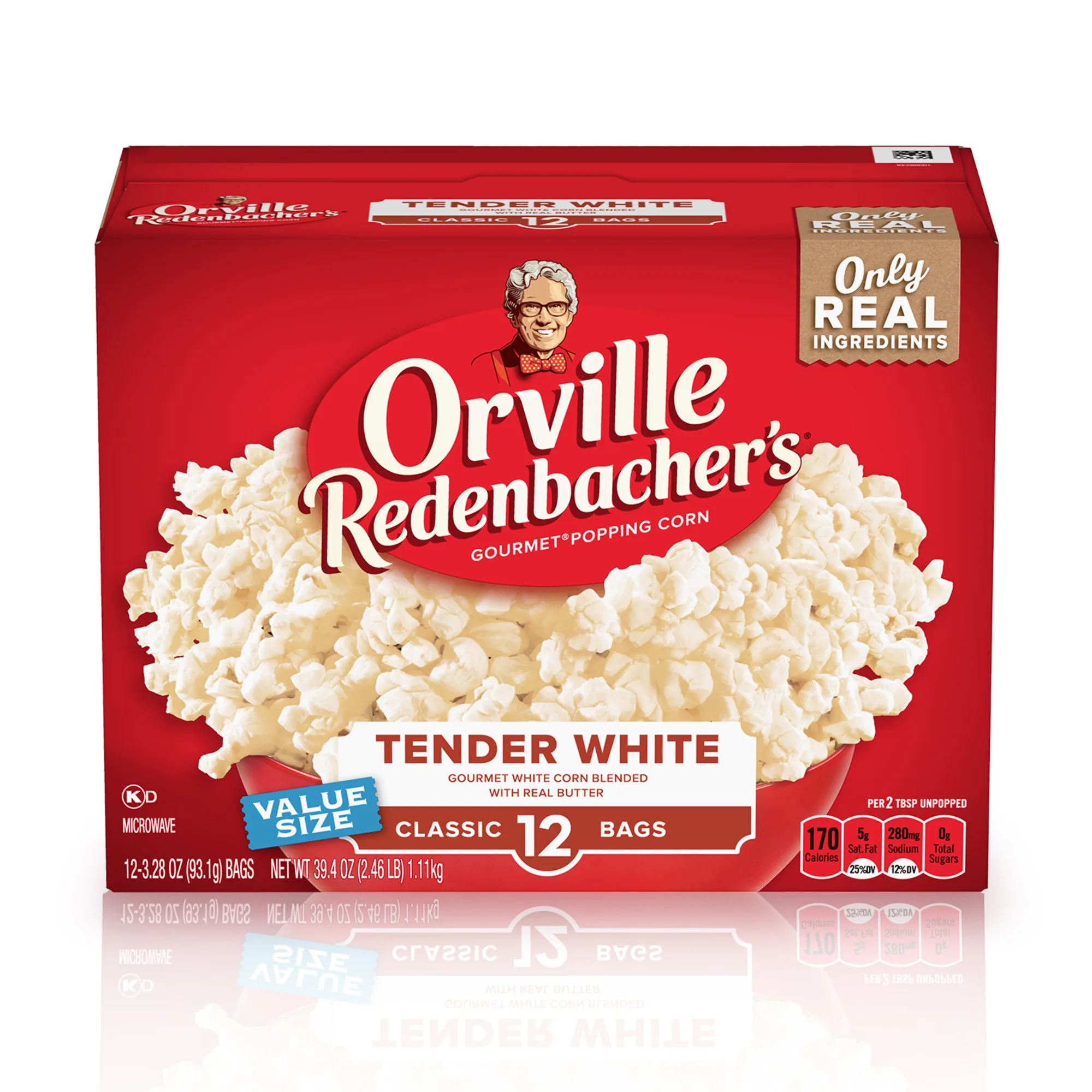 Orville Redenbacherâ€™s Tender White Popcorn, Microwave Popcorn, 12 Count