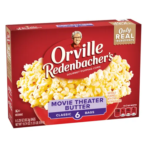Orville Redenbacherâ€™s Movie Theater Butter Popcorn, Microwave Popcorn, 6 Count (Pack of 6) thumbnail 2
