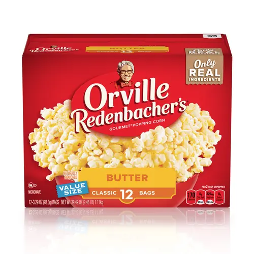 Orville Redenbacherâ€™s Butter Popcorn, Microwave Popcorn, 12 Count