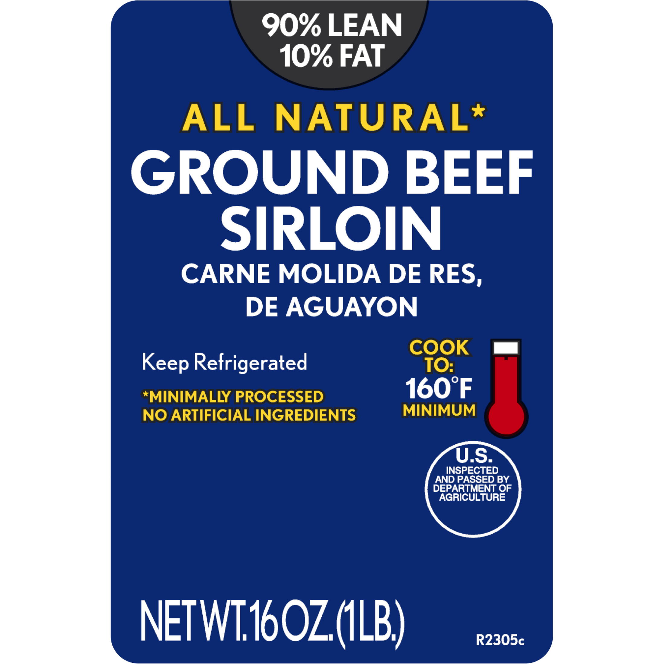 90% Lean / 10% Fat Ground Beef Sirloin, 1 lb Tray, Fresh, All Natural* thumbnail 4
