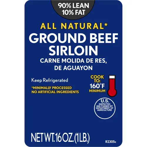 90% Lean / 10% Fat Ground Beef Sirloin, 1 lb Tray, Fresh, All Natural* thumbnail 4
