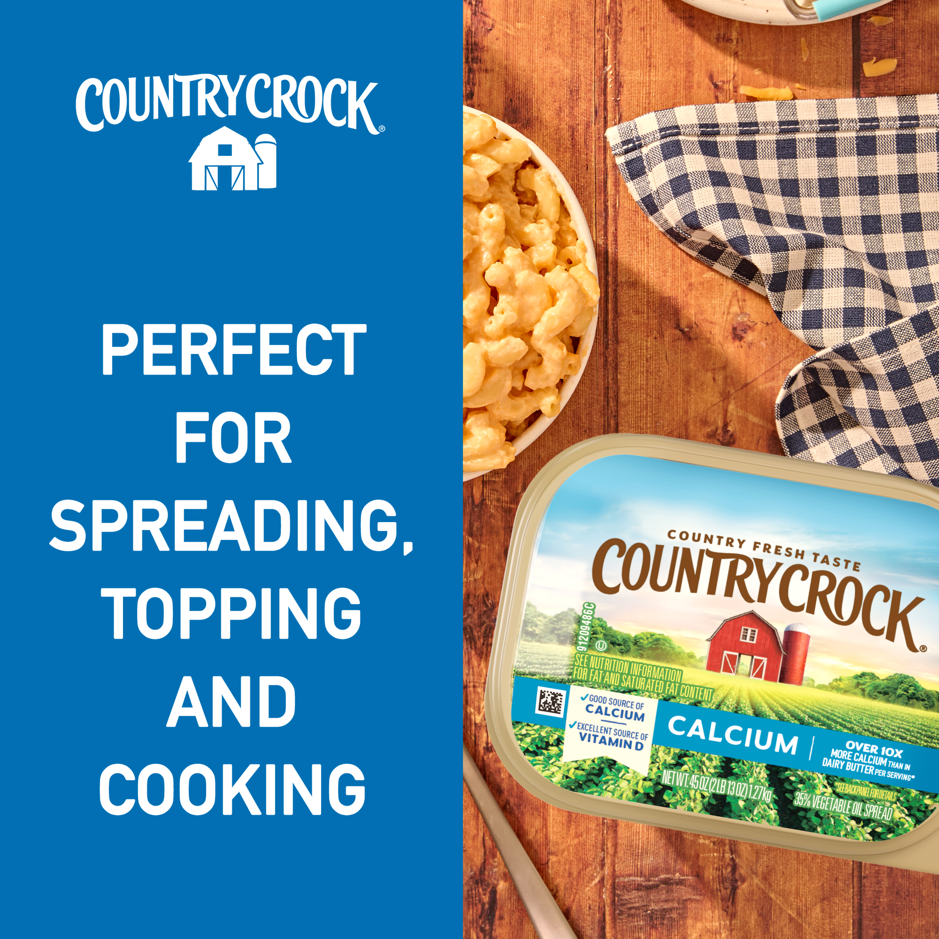 Country Crock Calcium Buttery Spread, 45 oz Tub (Refrigerated) thumbnail 3