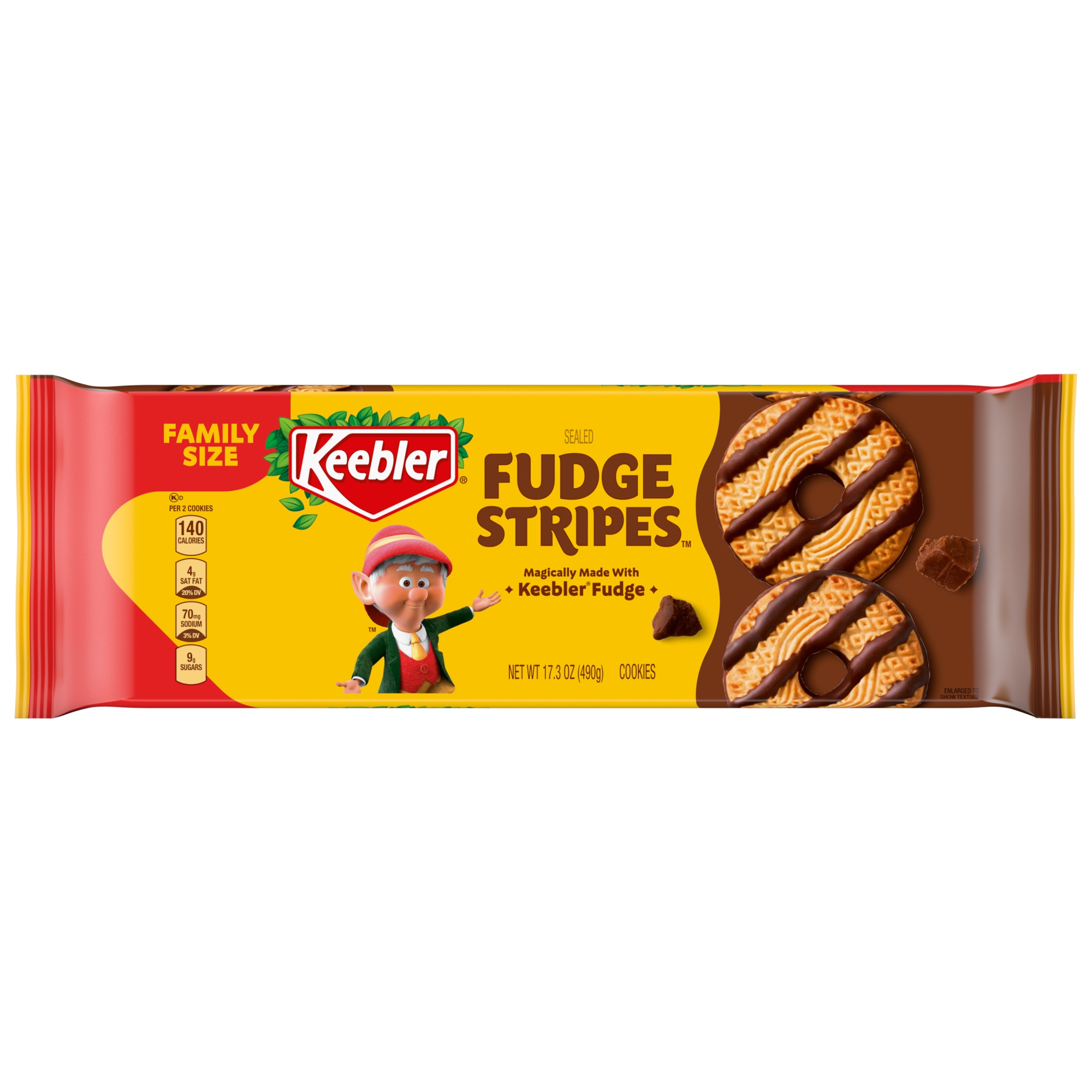 Keebler Fudge Stripes, Original Shortbread Cookies Coated in Keebler Fudge, Family Size 17.3 oz