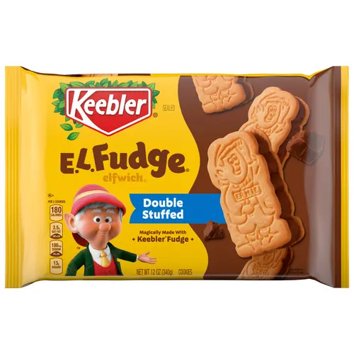 Keebler E.L. Fudge Double Stuffed Elfwich Cookies, Sandwich Cookies Stuffed with CrÃ¨me Filling, 12 oz