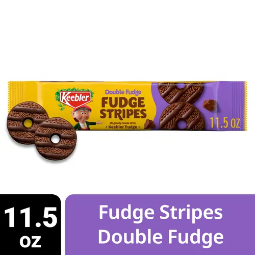 Keebler Double Fudge Fudge Stripes Cookies, Coated in Fudge, 11.5 oz Pack