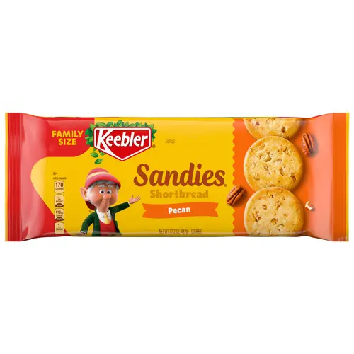 Keebler Sandies Pecan Cookies, Shortbread Cookies with Crunchy Pecans, Family Size 17.2 oz