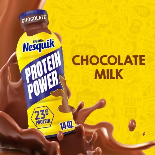 Nesquik Protein Power, Chocolate Protein Milk Beverage, 23g Protein per Bottle, Ready to Drink, 14 oz Bottle 14 fl oz thumbnail 2