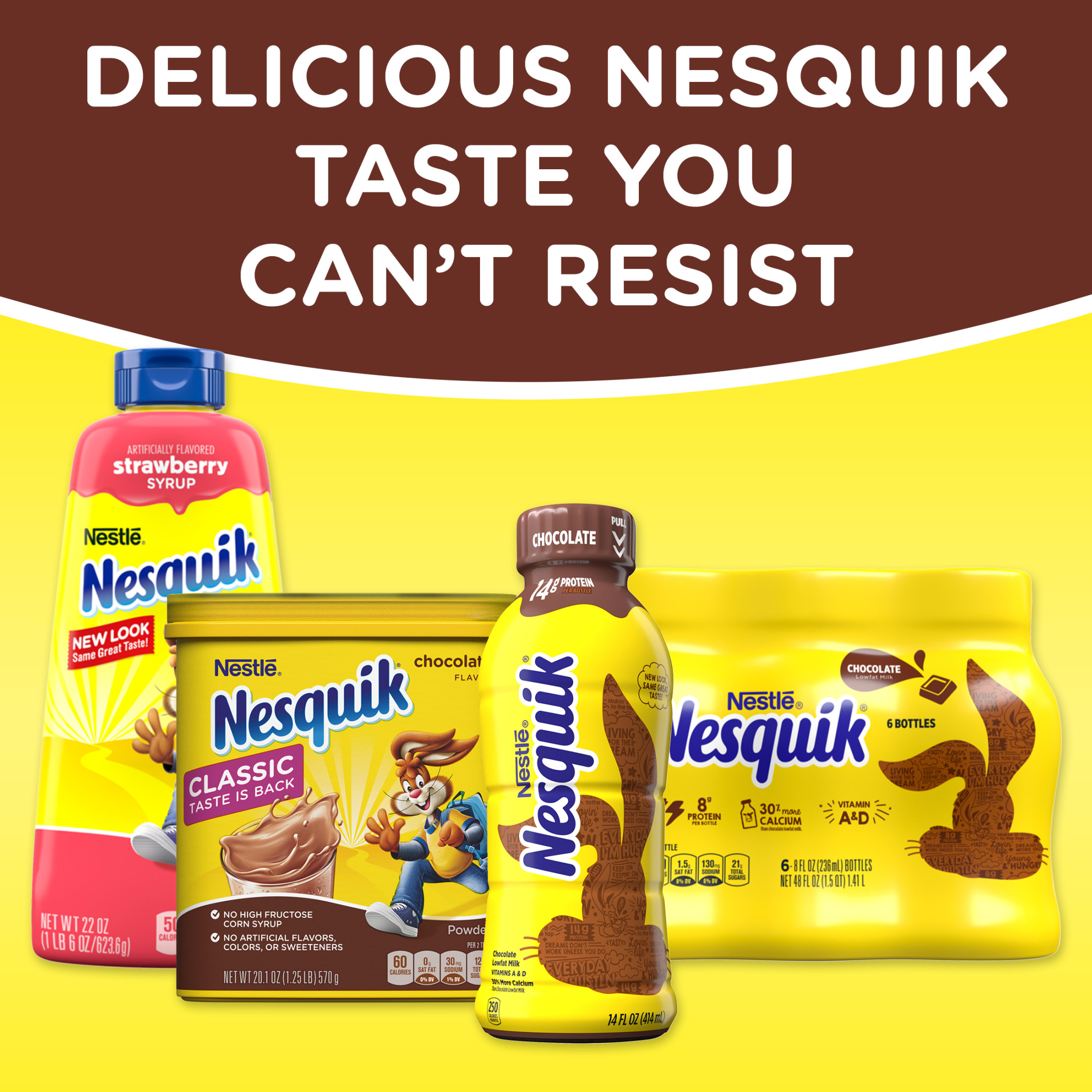 Nestle Nesquik Chocolate Flavor Powder Stir In Drink Mix Canister, 38 oz Canister, 83 Servings thumbnail 4