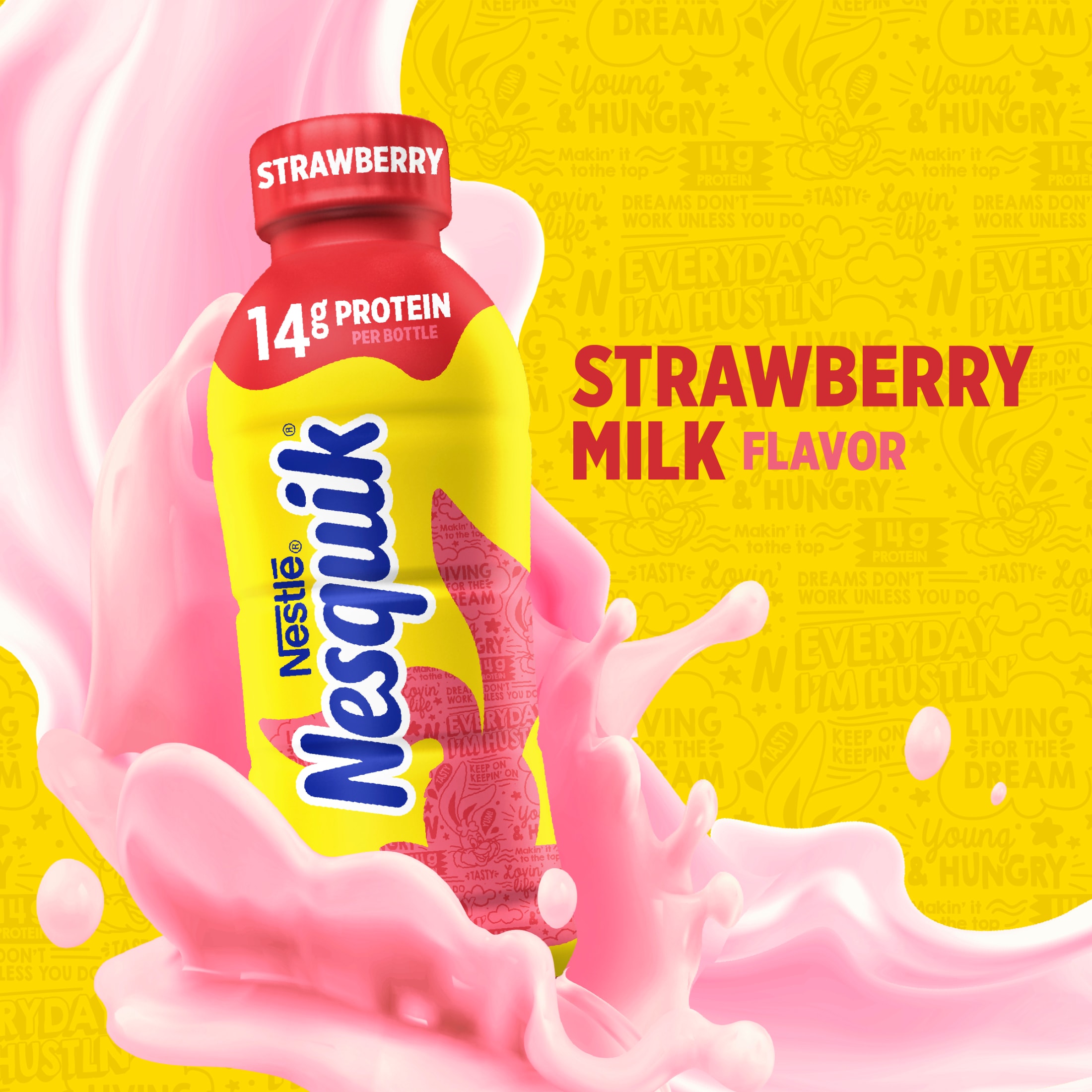 Nesquik Strawberry Milk, Ready to Drink Low-fat Milk, 14 fl o 14 fl oz thumbnail 3