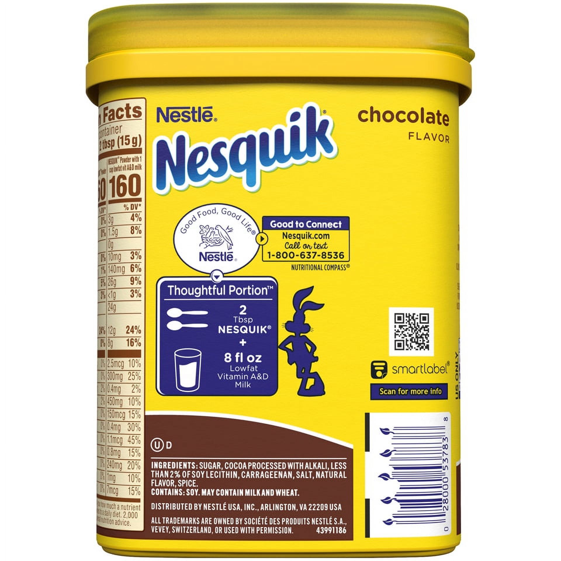 Nestle Nesquik Chocolate Flavor Powder Drink Mix, 10 oz, Can thumbnail 2