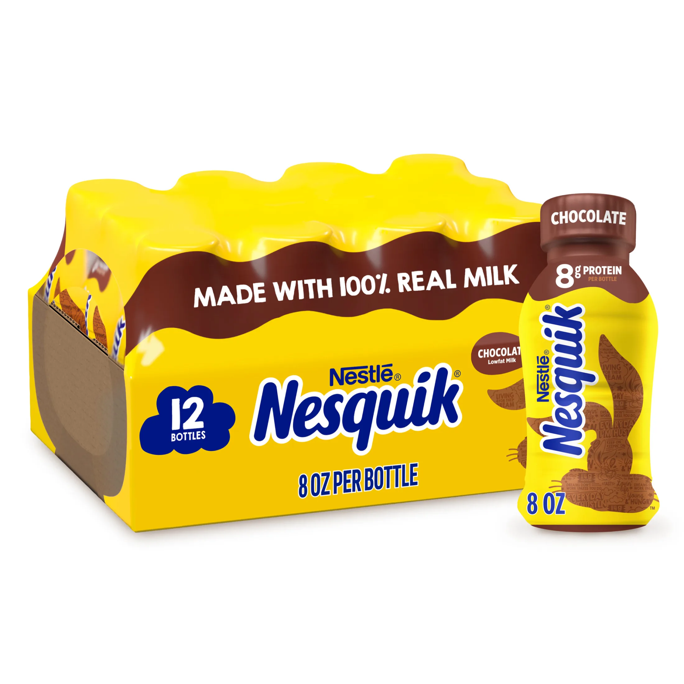 Nesquik Chocolate Milk, Ready to Drink, Low-fat Milk, 12 Bulk Pack, 8 fl oz Bottles