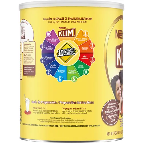 Nestle Klim Fortificada Dry Whole Milk Powder, Toddler Formula, 53 Total Servings, 3.52 lbs. thumbnail 2