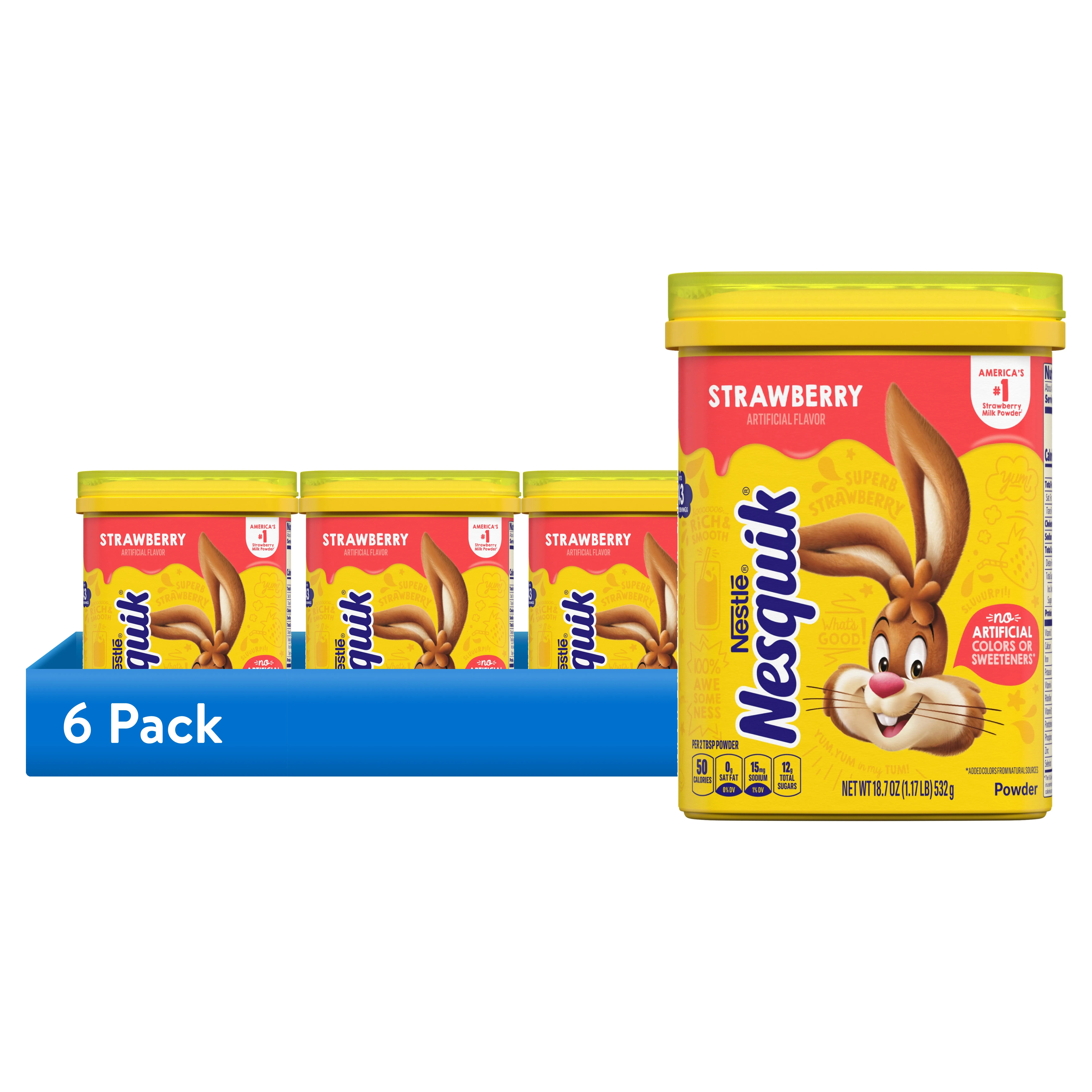(6 pack) Nestle Nesquik Strawberry Flavor Powder Drink Mix, 18.7 oz