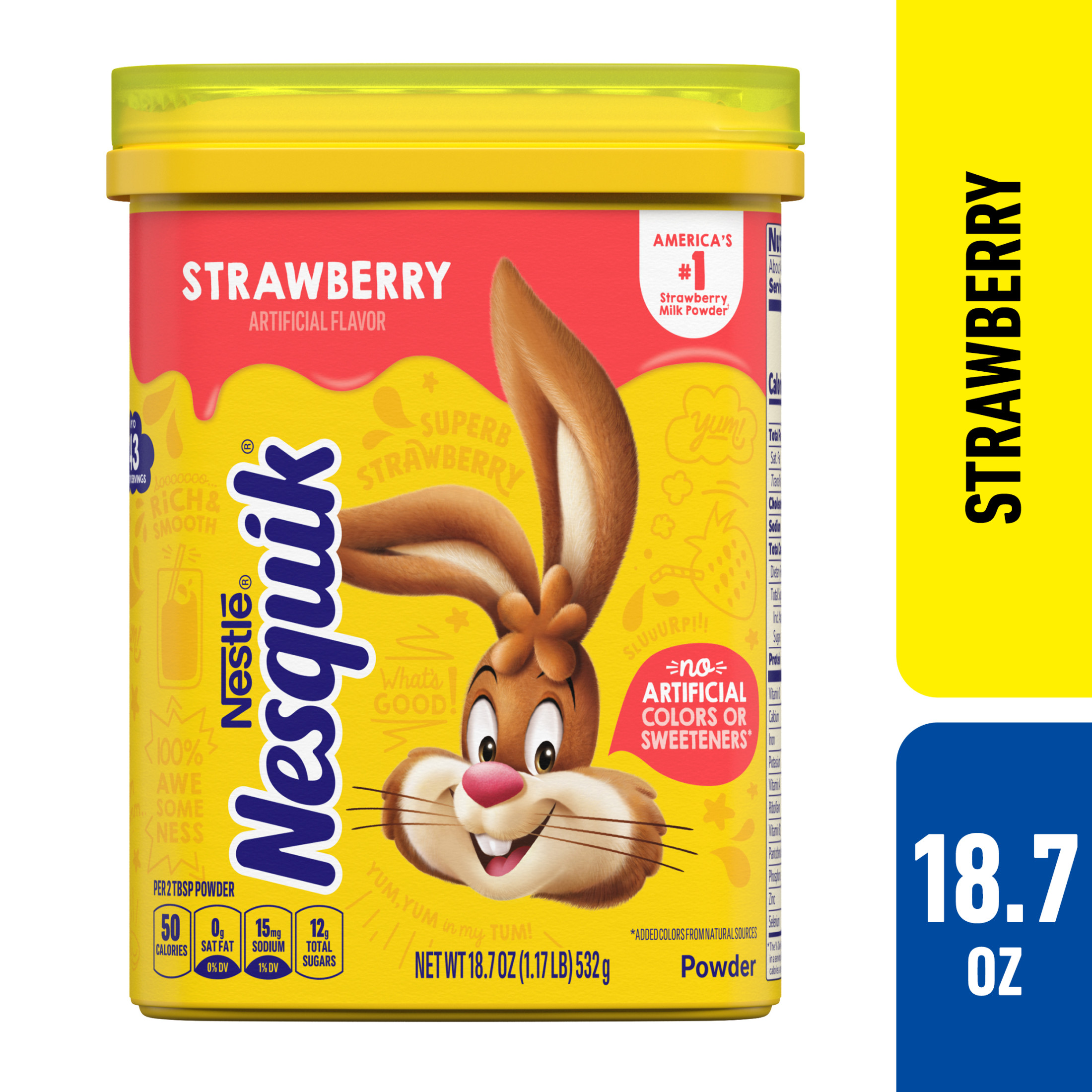 (6 pack) Nestle Nesquik Strawberry Flavor Powder Drink Mix, 18.7 oz thumbnail 2