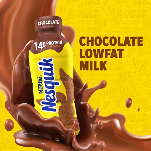 Nesquik Chocolate Low-fat Milk, Ready to Drink Low-fat Milk, Breakfast Drink, 14 fl oz thumbnail 3