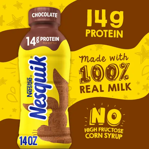 Nesquik Chocolate Low-fat Milk, Ready to Drink Low-fat Milk, Breakfast Drink, 14 fl oz thumbnail 4