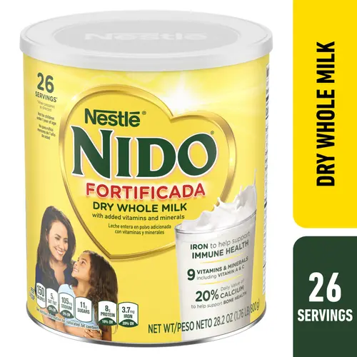 Nido Fortificada Dry Whole Milk Powder, 1.76 lb Canister