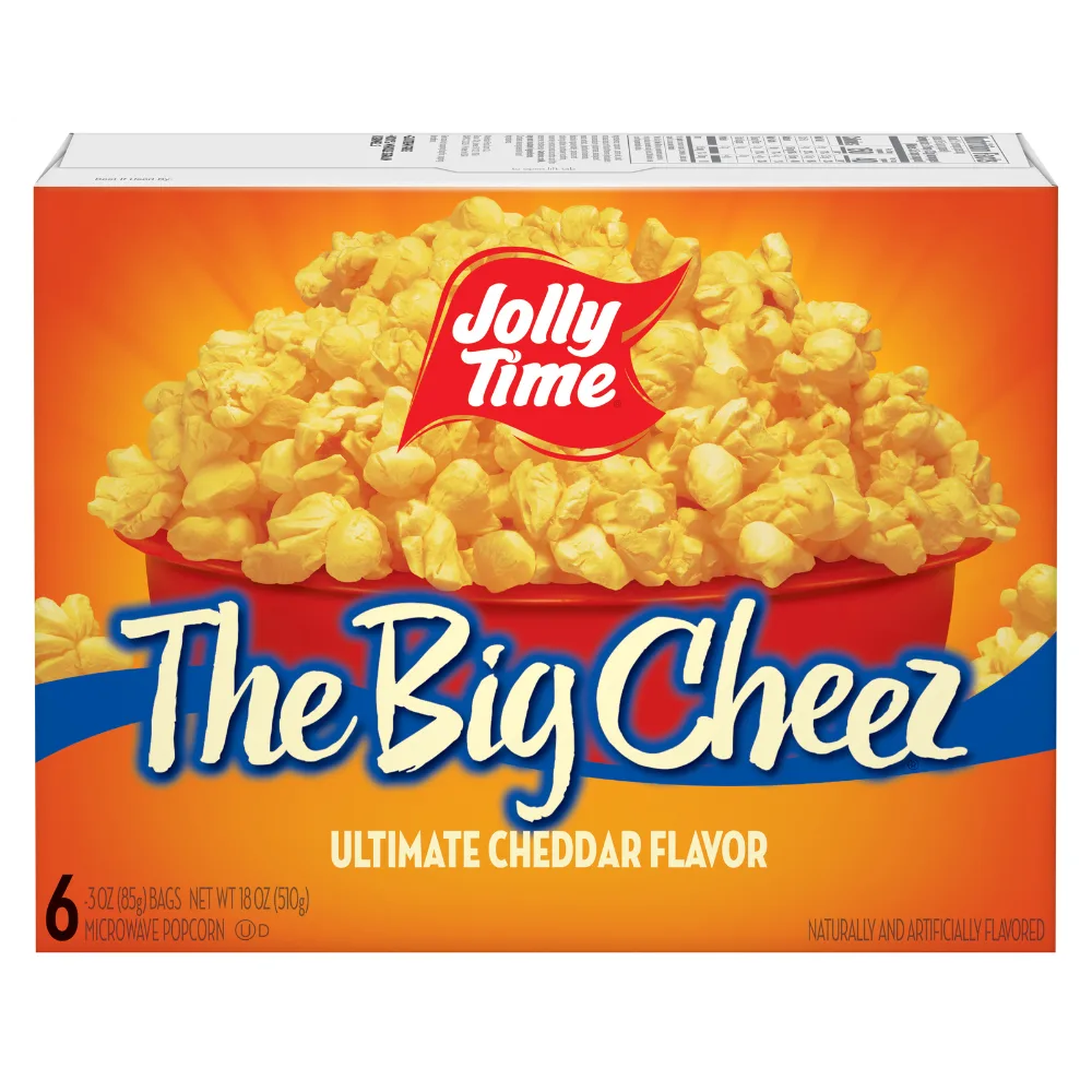 Jolly Time The Big Cheez Ultimate Cheddar Microwave Popcorn, 3 oz, 6 Ct. Gluten-Free, Non-GMO