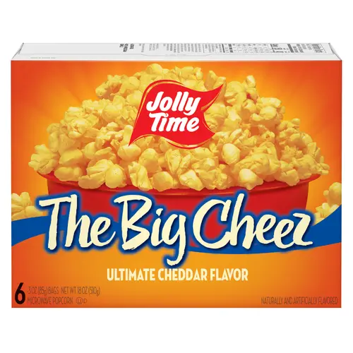Jolly Time The Big Cheez Ultimate Cheddar Microwave Popcorn, 3 oz, 6 Ct. Gluten-Free, Non-GMO