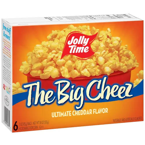 Jolly Time The Big Cheez Ultimate Cheddar Microwave Popcorn, 3 oz, 6 Ct. Gluten-Free, Non-GMO thumbnail 2