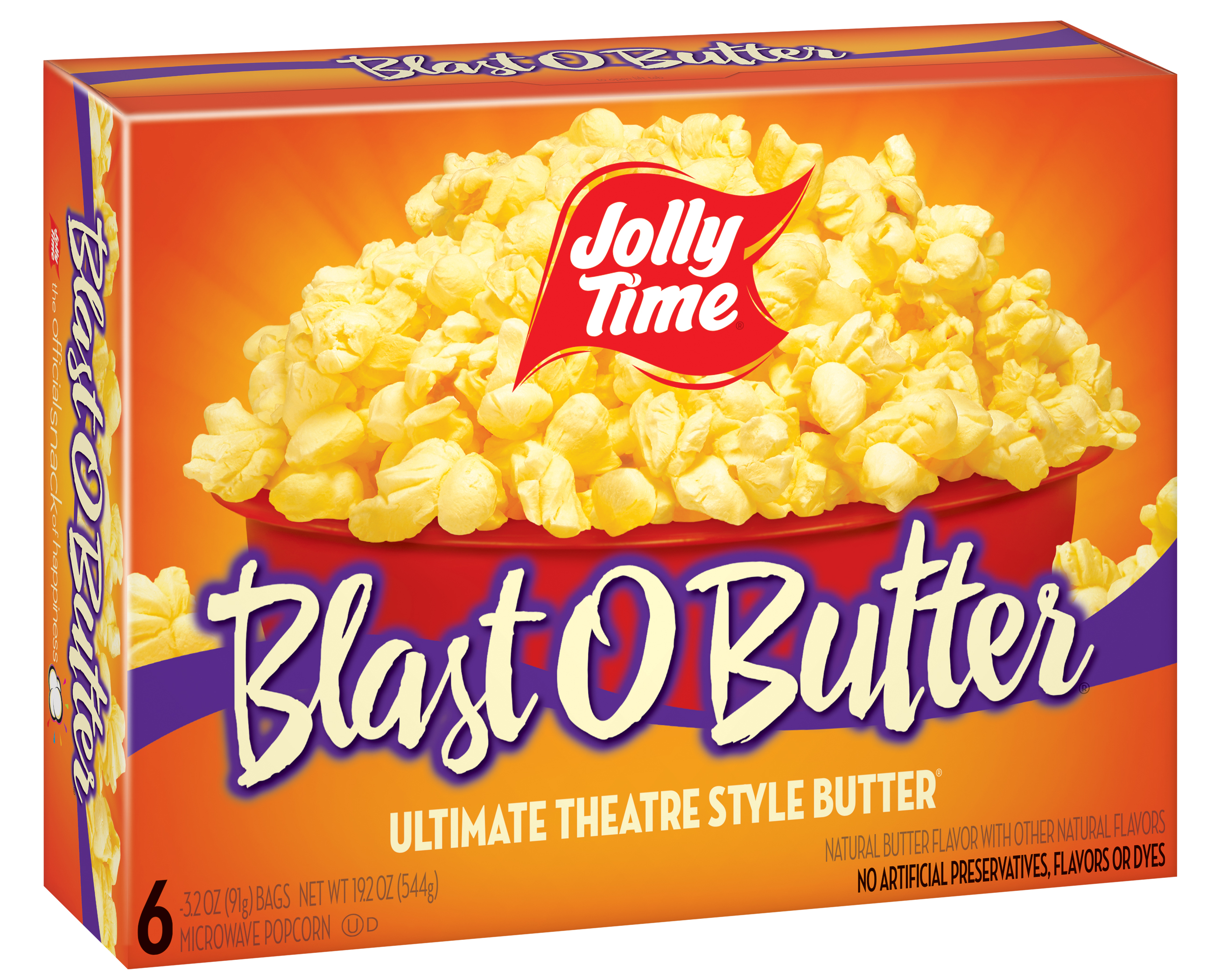 Jolly Time Blast O Butter Ultimate Theatre Style Microwave Popcorn, 3.2 oz, 6 Pack. thumbnail 2