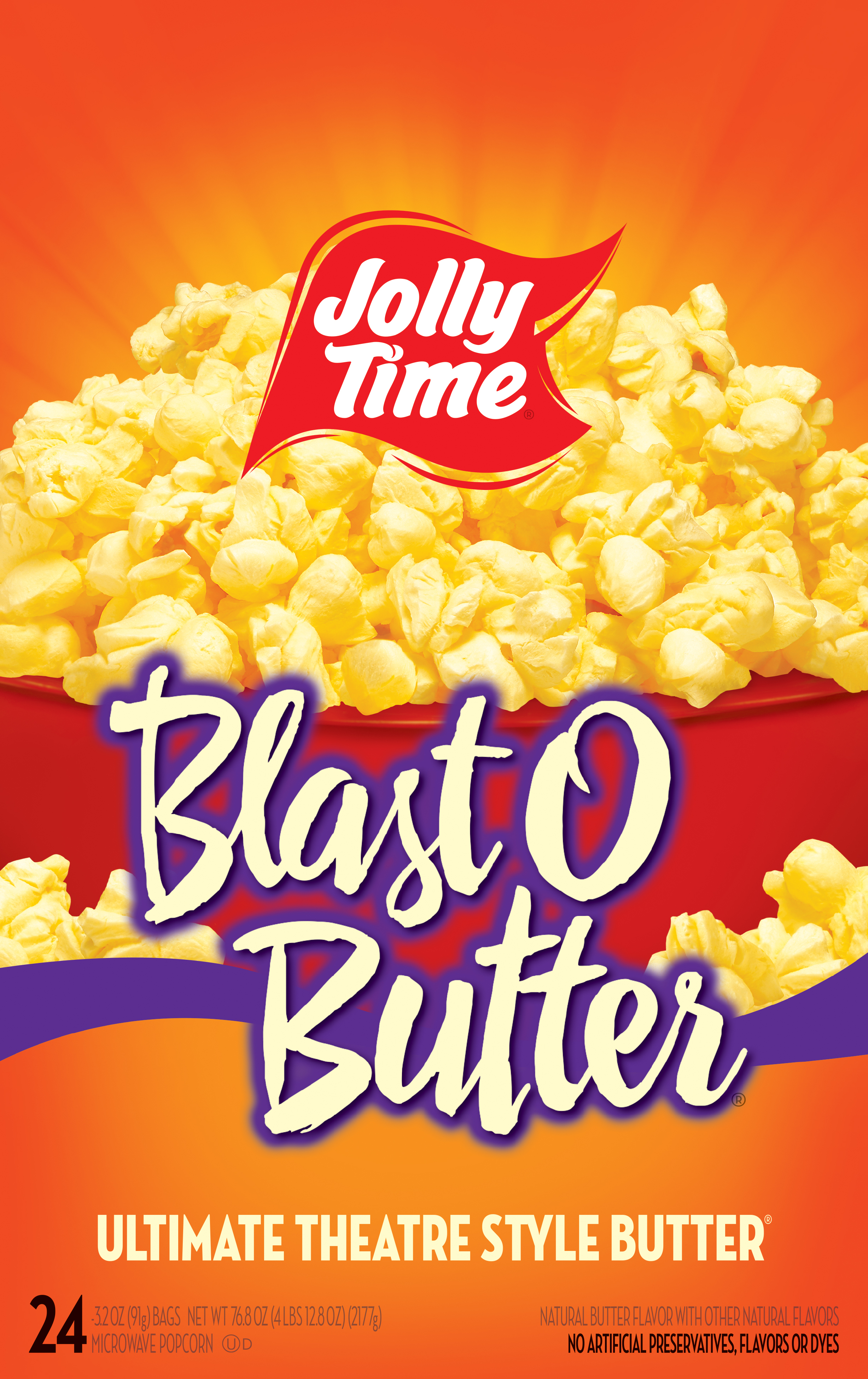JOLLY TIME Blast O Butter Microwave Popcorn, 24 Ct (3.2 oz. Bags) Gluten-Free thumbnail 2