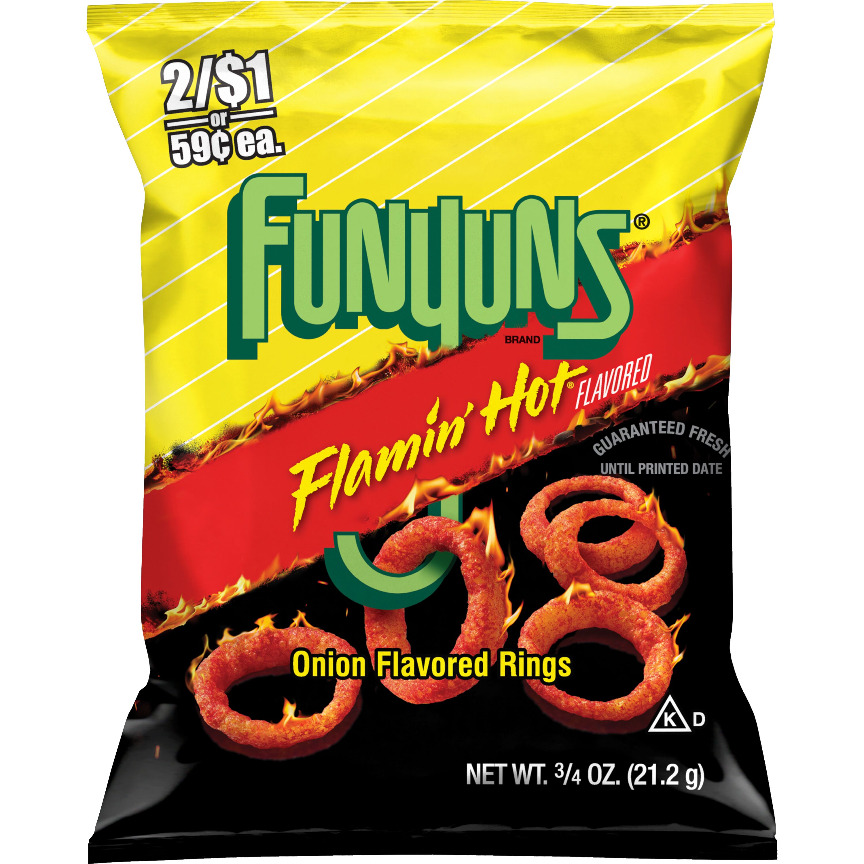 Funyuns Flamin' Hot Onion Flavored Rings Snack Chips, 0.75 Ounce Bag