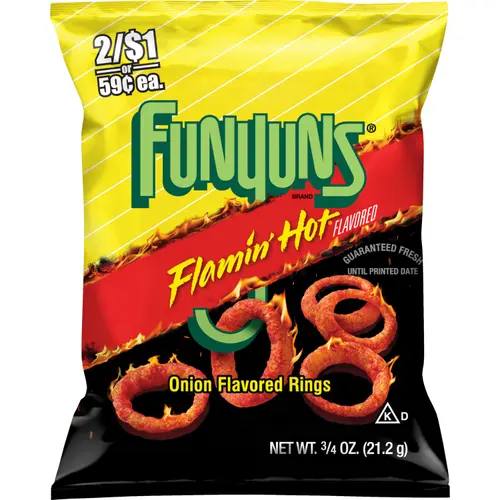 Funyuns Flamin' Hot Onion Flavored Rings Snack Chips, 0.75 Ounce Bag