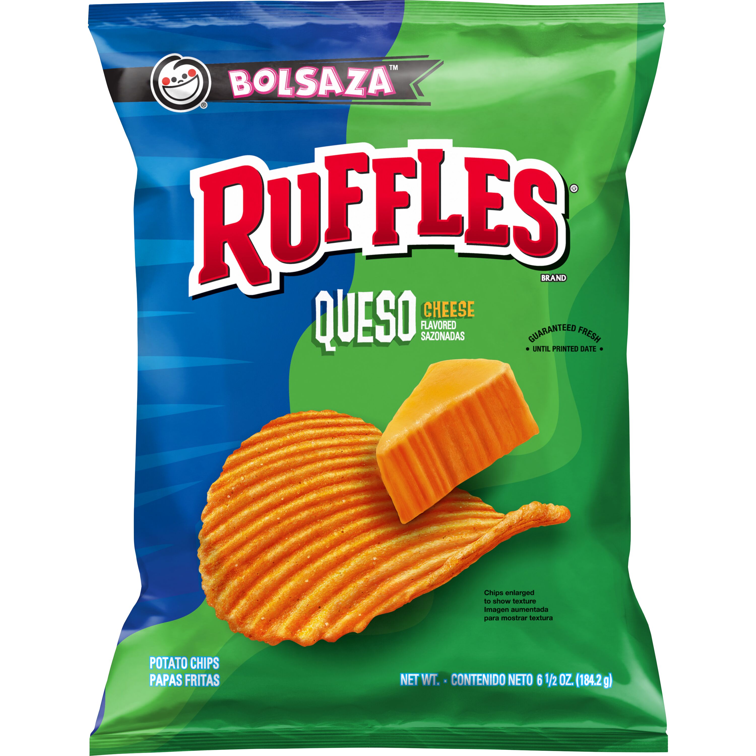 Ruffles Queso Cheese Potato Snack Chips, 6.5 oz Bag