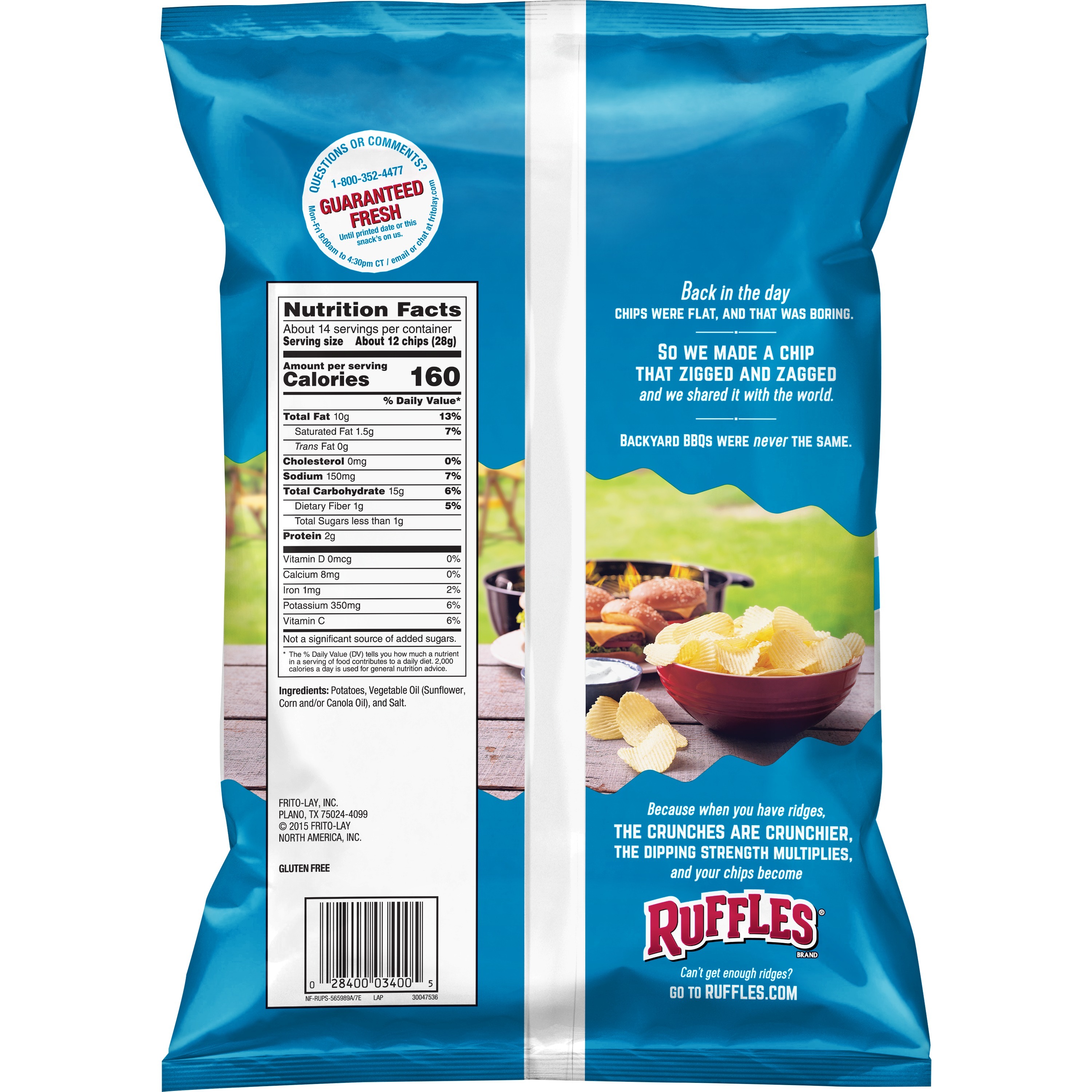 Ruffles Original Potato Chips, Party Size, 13.5 oz Bag thumbnail 2