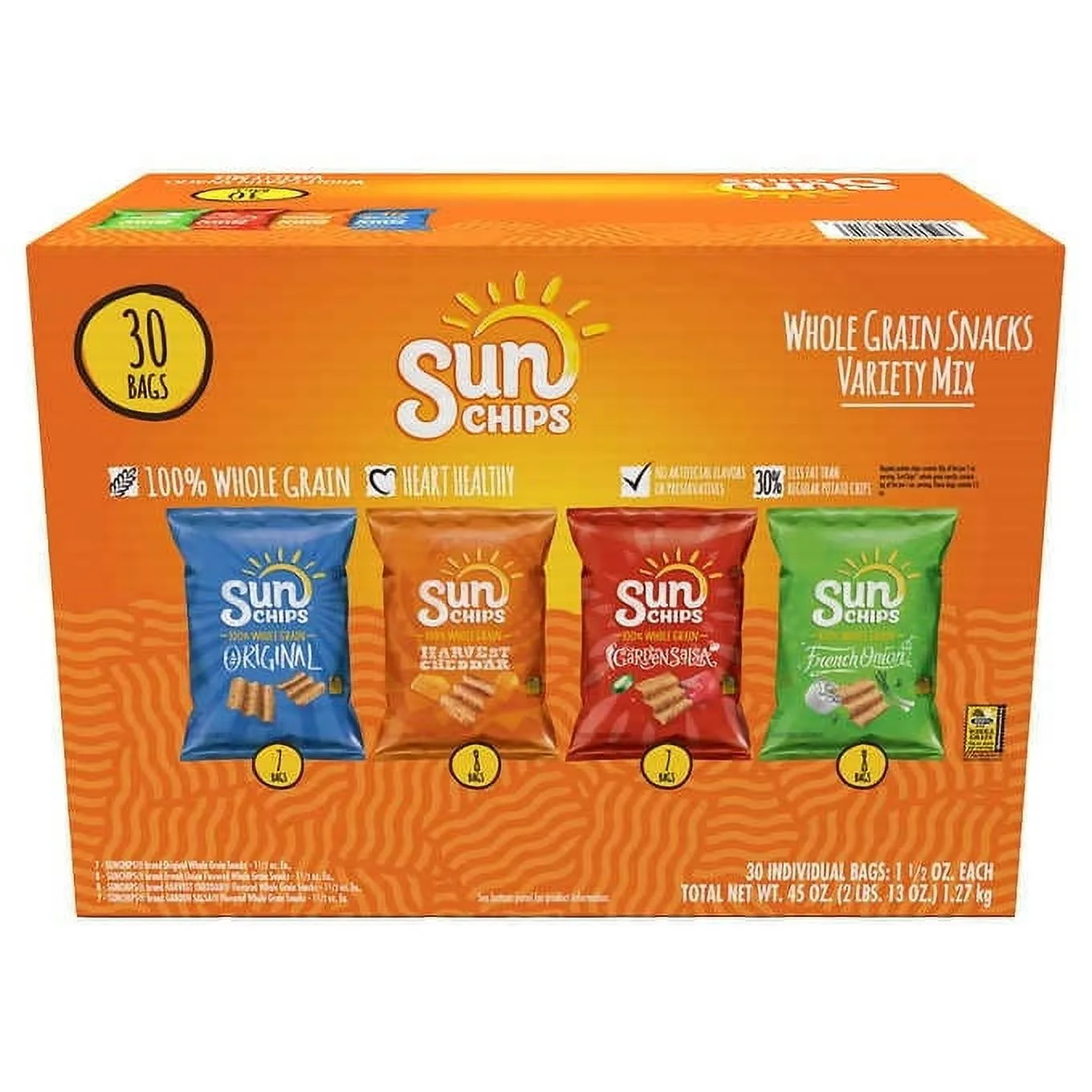 Sun Chips Whole Grain Snacks Variety Mix 30 Bags Net 45 OZ