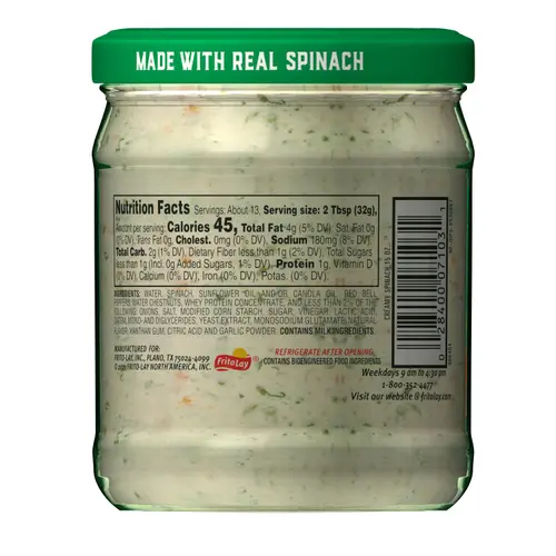 Tostitos Creamy Spinach Dip, 15 oz Jar thumbnail 3