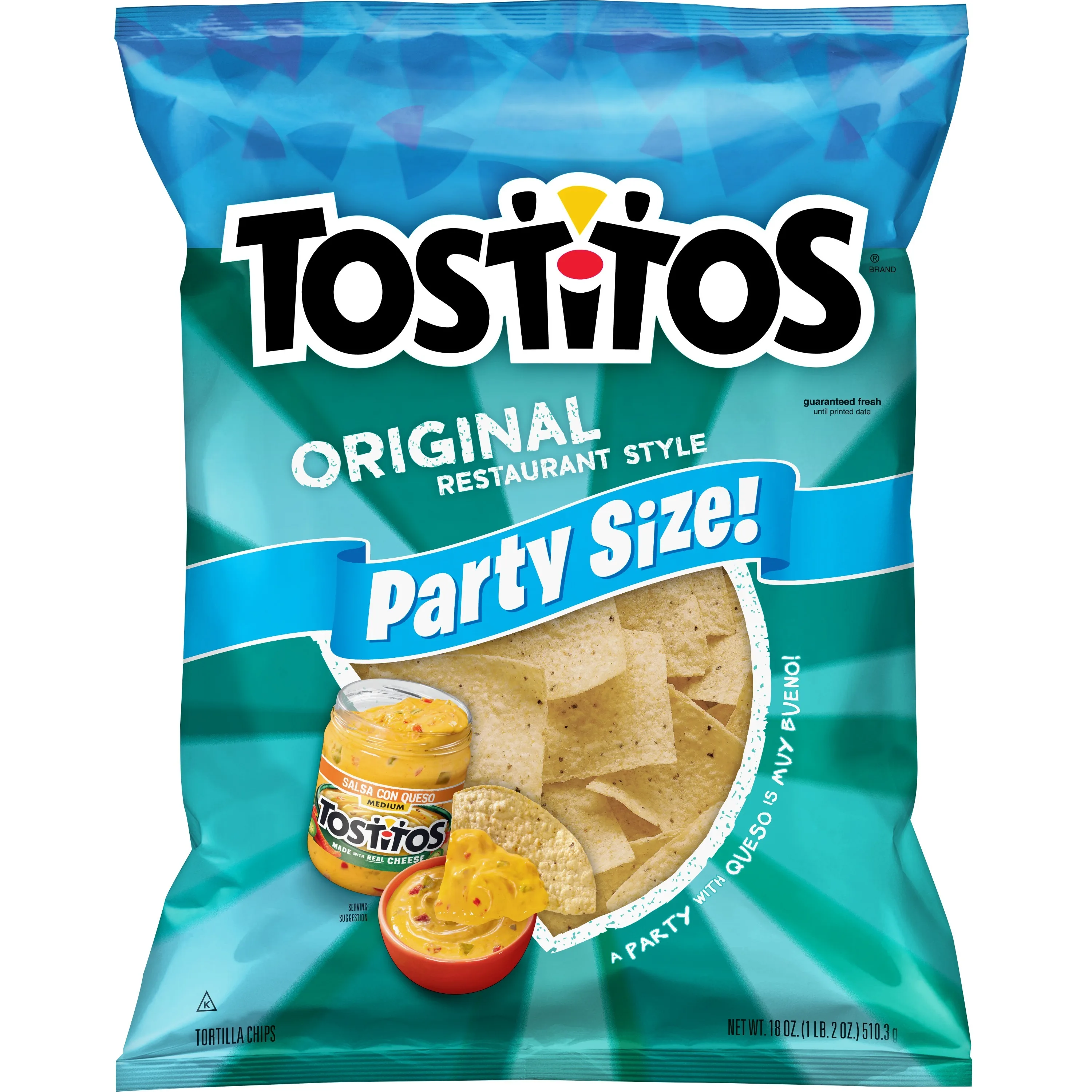 Tostitos Original Restaurant Style Tortilla Chips, Party Size, 18 oz Bag