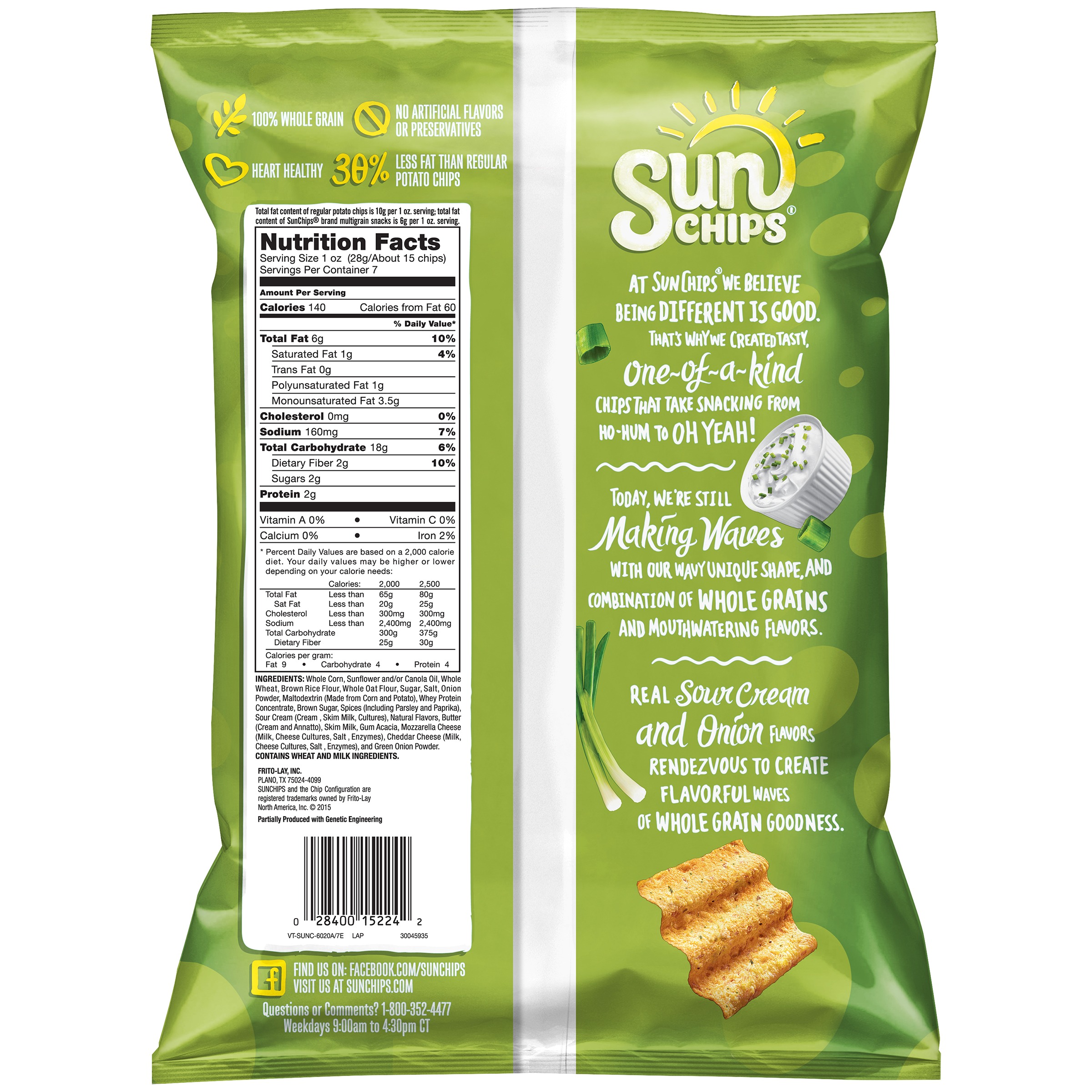 SunChips Flavored Whole Grain Snacks French Onion, 7 oz. Bag thumbnail 2
