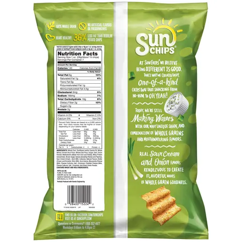 SunChips Flavored Whole Grain Snacks French Onion, 7 oz. Bag thumbnail 2