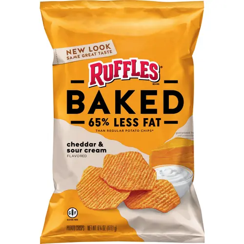 Ruffles Baked Cheddar & Sour Cream Potato Snack Chips,6.25 oz Bag