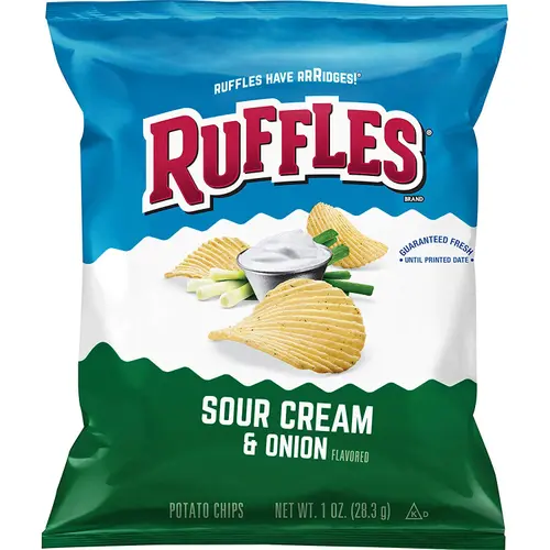 Ruffles Potato Chips Original, Sour Cream, and Cheddar Flavors, Variety Pack Snack Chips, 1 oz Bags, 40 Count Multipack thumbnail 3
