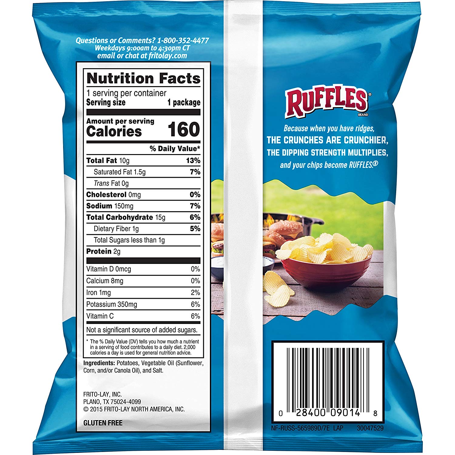 Ruffles Potato Chips Original, Sour Cream, and Cheddar Flavors, Variety Pack Snack Chips, 1 oz Bags, 40 Count Multipack thumbnail 4