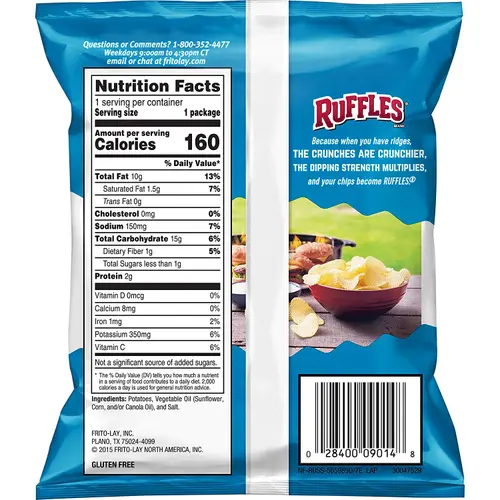 Ruffles Potato Chips Original, Sour Cream, and Cheddar Flavors, Variety Pack Snack Chips, 1 oz Bags, 40 Count Multipack thumbnail 4