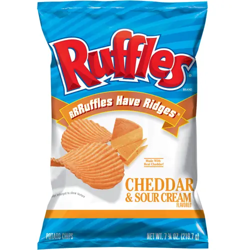 Ruffles Cheddar & Sour Cream Potato Chips, 7.75 oz Bag