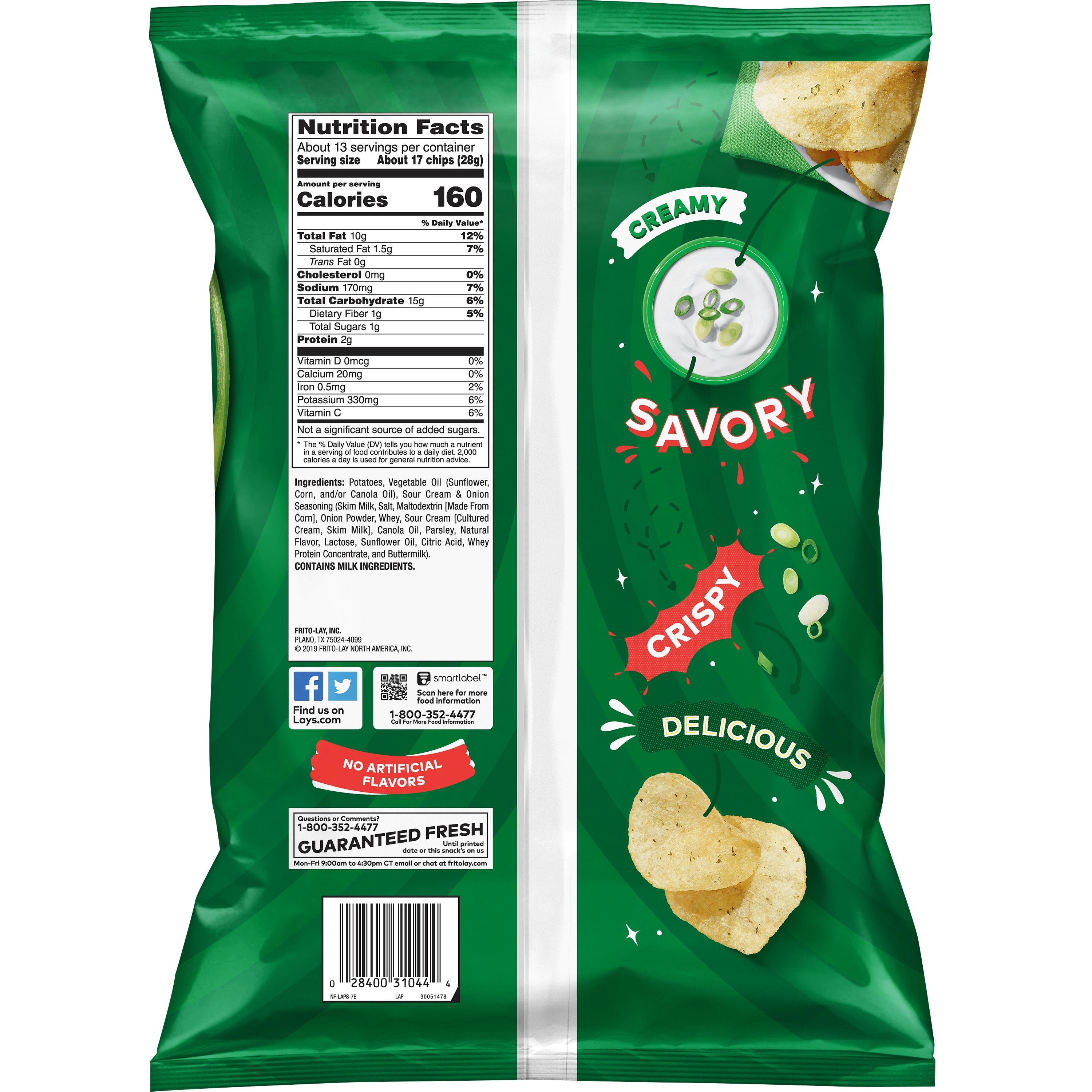 Lay's Sour Cream & Onion Flavored Potato Chips, Party Size, 12.5 oz Bag thumbnail 2