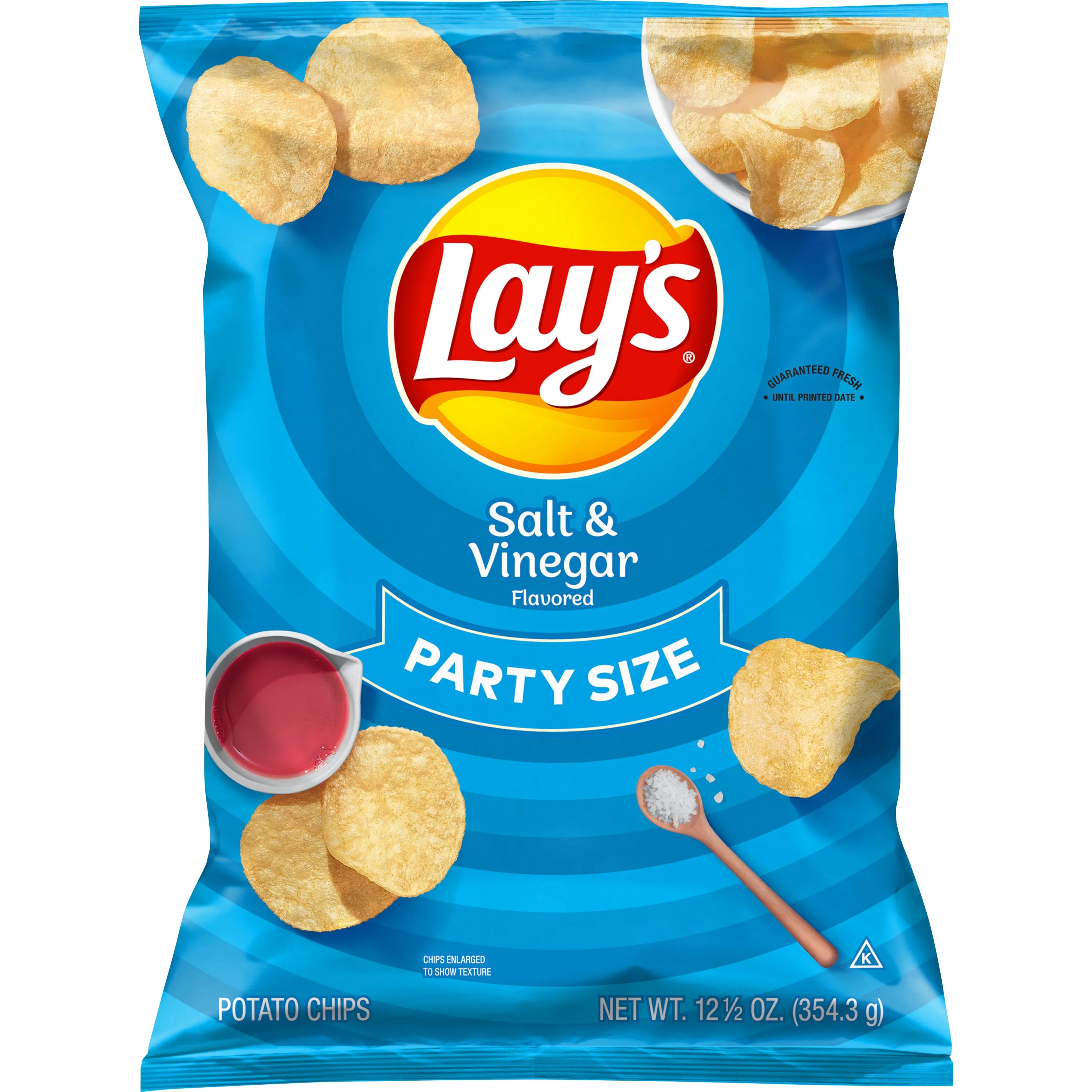 Lay's Salt & Vinegar Potato Snack Chips,Party Size, 12.5 oz Bag