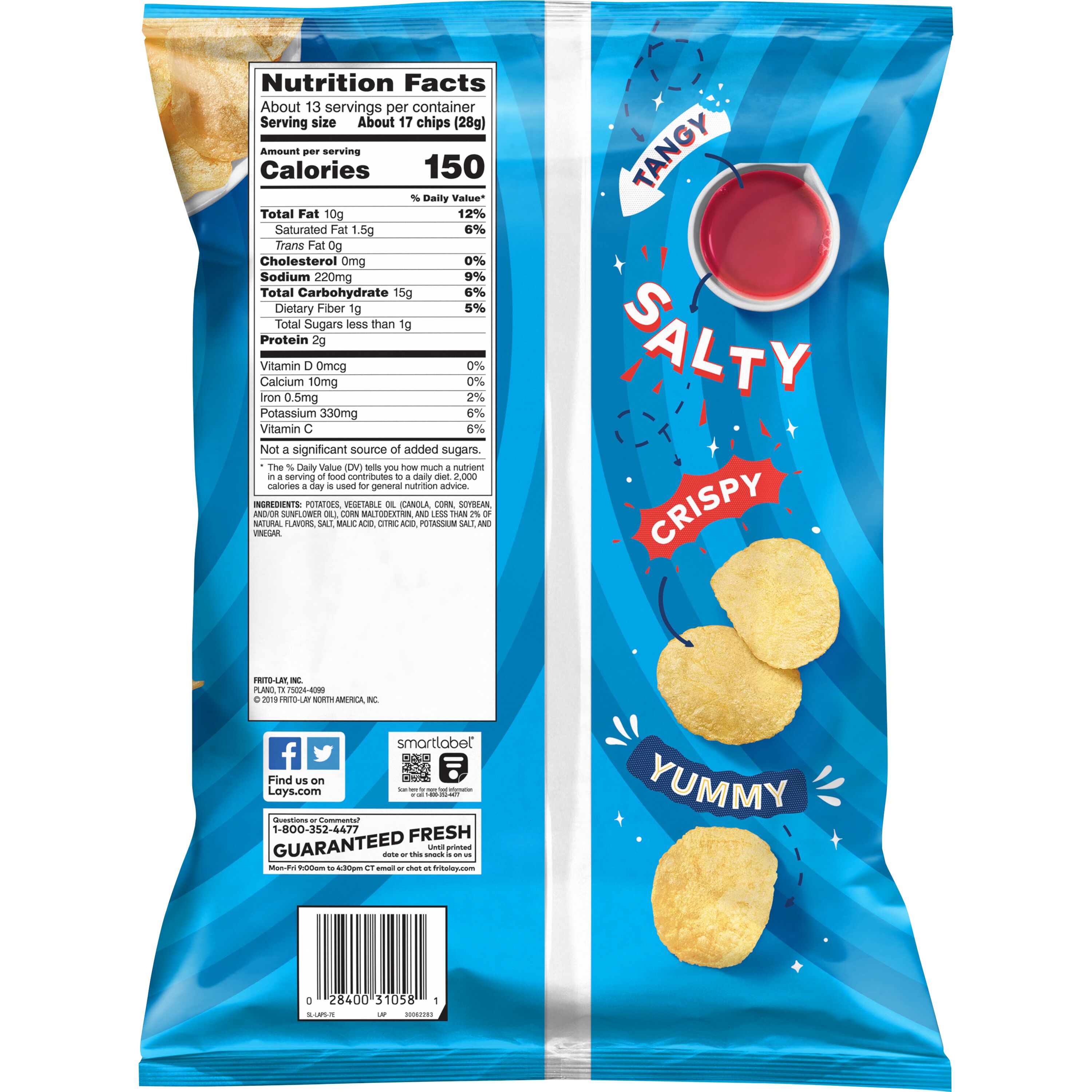 Lay's Salt & Vinegar Potato Snack Chips,Party Size, 12.5 oz Bag thumbnail 2
