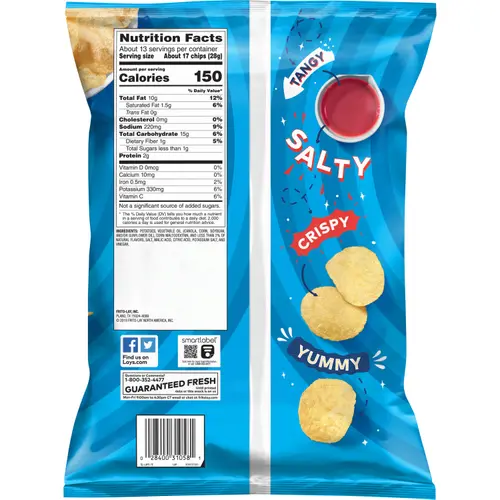 Lay's Salt & Vinegar Potato Snack Chips,Party Size, 12.5 oz Bag thumbnail 2