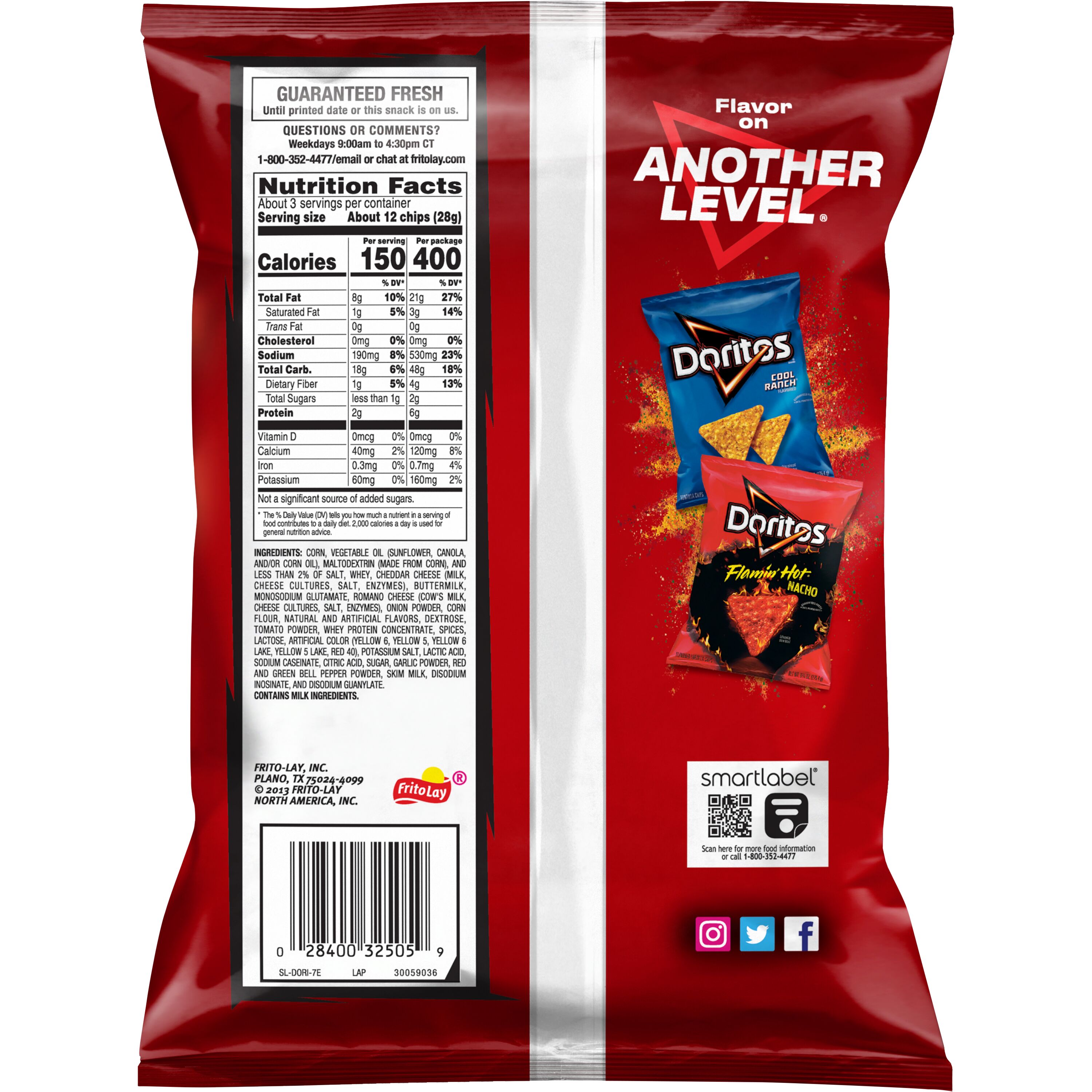 Doritos Tortilla Chips Nacho Cheese Flavored Snack Chips, 2.75 oz Bag thumbnail 3