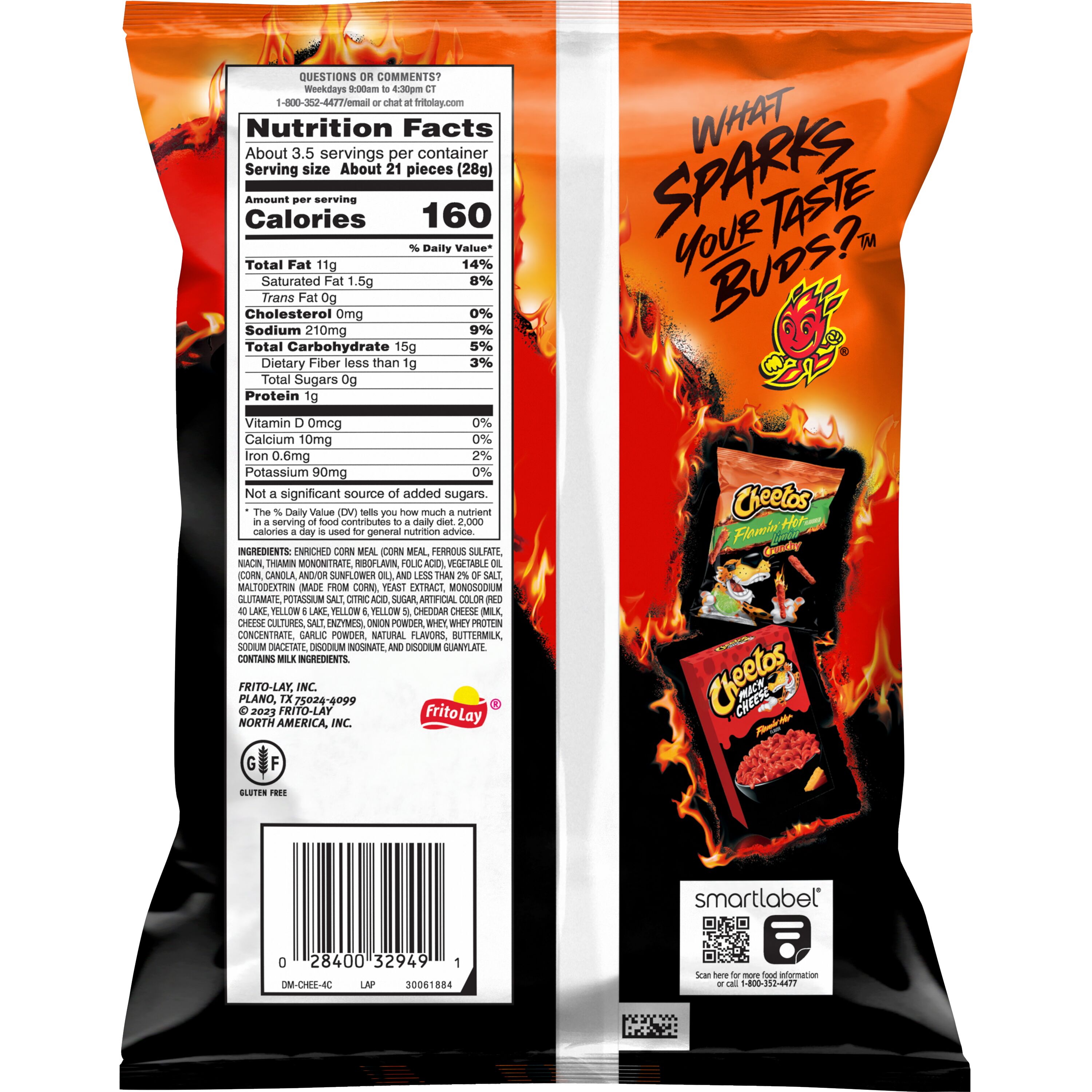 Cheetos Crunchy Cheese Flamin' Hot Flavored Snacks, 3.25 oz Bag thumbnail 3