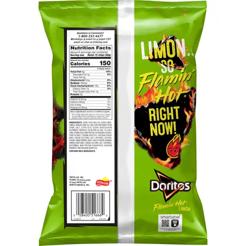 Doritos Flamin' Hot Limon Flavored Tortilla Chips, 9.25 oz Bag thumbnail 4