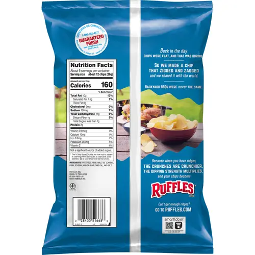 Ruffles Potato Chips Original Snack Chips, 8.5 Ounce Bag thumbnail 4