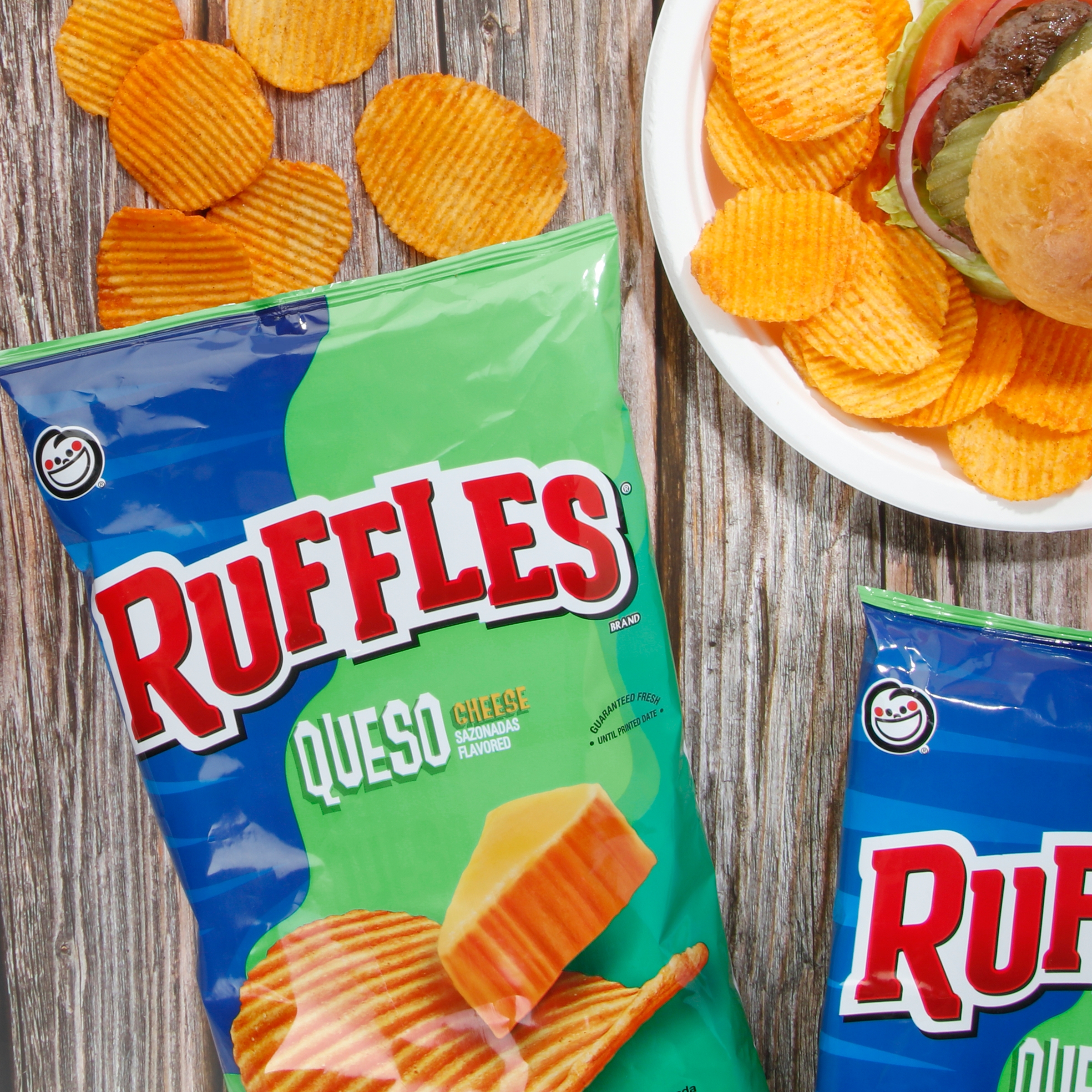 Ruffles Potato Chips Queso Cheese Flavored Snack Chips, Snacks, Large Bag 8 Ounce Bag thumbnail 3